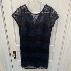 Loft black and blue lace cocktail dress